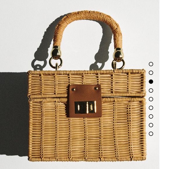 Zara Handbags - ZARA Metallic Closure Woven Box Bag in Natural